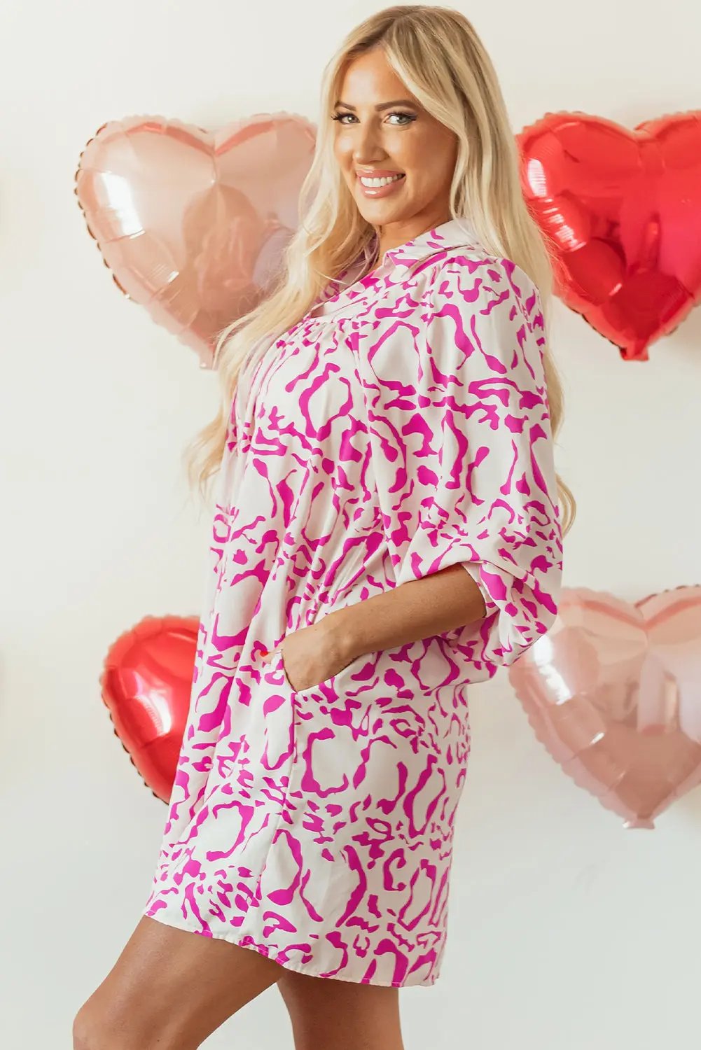 Meadow Leopard Loose Fit Babydoll Dress with Pleated Detail - Love Salve